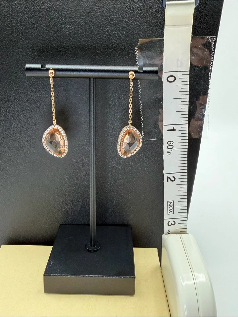 Genevive Rose Gold 18K plated silver Teardrop Dangle Earrings